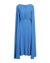Luis Civit Woman Midi Dress Azure Size 6 Polyester In Blue