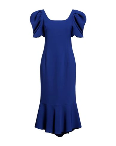Luis Civit Woman Midi Dress Blue Size 8 Polyester, Polyurethane