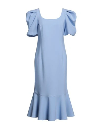 Luis Civit Woman Midi Dress Lilac Size 10 Polyester, Polyurethane In Blue