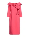 Luis Civit Woman Midi Dress Coral Size 8 Polyester, Polyurethane In Red