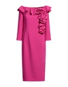 Luis Civit Woman Midi Dress Fuchsia Size 8 Polyester, Polyurethane In Pink