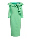 Luis Civit Woman Midi Dress Green Size 8 Polyester, Polyurethane In Green