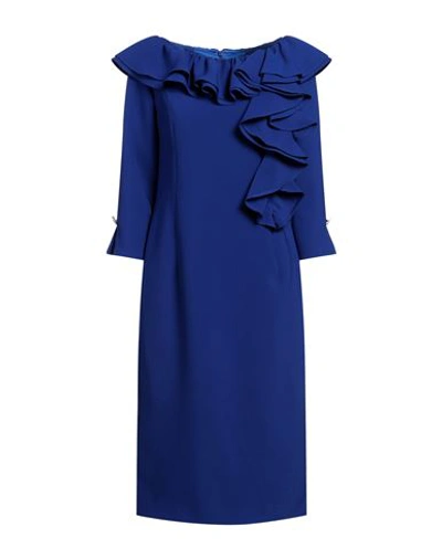 Luis Civit Woman Midi Dress Bright Blue Size 12 Polyester, Polyurethane In Blue