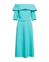 Luis Civit Woman Midi Dress Turquoise Size 14 Polyester, Polyurethane In Blue
