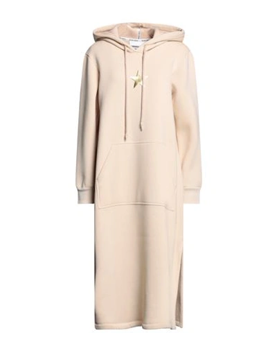 Brand Unique Woman Midi Dress Beige Size 3 Cotton, Polyester