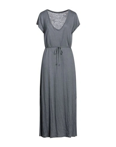 Majestic Filatures Woman Midi Dress Slate Blue Size 4 Linen, Elastane In Grey