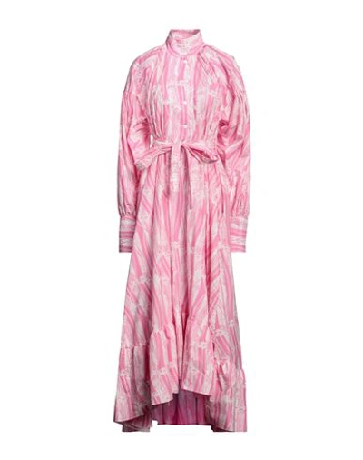 Patou Woman Midi Dress Fuchsia Size 4 Cotton In Pink