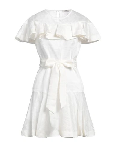Sandro Woman Mini Dress Off White Size 10 Linen, Polyester