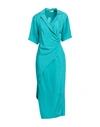 Sandro Woman Midi Dress Turquoise Size 8 Viscose, Linen In Blue