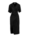 Sandro Woman Midi Dress Black Size 2 Viscose, Linen In Black