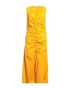 SANDRO SANDRO WOMAN MAXI DRESS OCHER SIZE 10 COTTON, ELASTANE