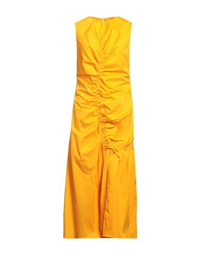 SANDRO SANDRO WOMAN MAXI DRESS MARIGOLD SIZE 8 COTTON, ELASTANE