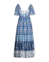 Sandro Linen-blend Maxi Dress In Blue