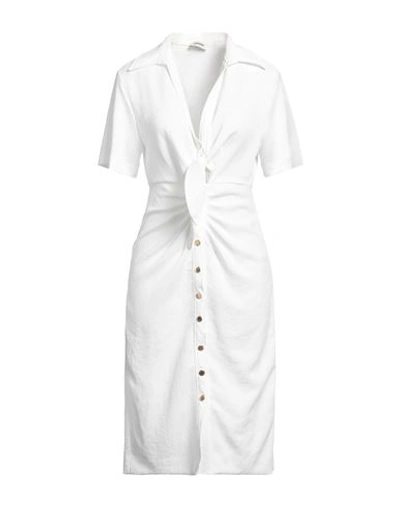 Sandro Woman Midi Dress White Size 8 Polyester