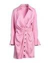 Sandro Woman Mini Dress Pink Size 8 Viscose, Linen In Pink