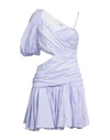 Sandro One-sleeve Cutout Linen-blend Gauze Mini Dress In Purple