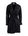 Sandro Gathered Front Detail Mini Long Sleeve Dress In Navy Blue Viscose In Blue