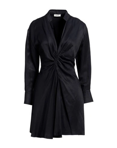 SANDRO SANDRO WOMAN MINI DRESS MIDNIGHT BLUE SIZE 8 VISCOSE, LINEN