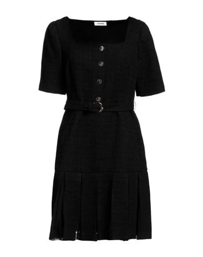 Sandro Woman Mini Dress Black Size 10 Cotton, Viscose, Acrylic, Polyamide, Polyester