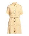 SANDRO SANDRO WOMAN MINI DRESS YELLOW SIZE 10 VISCOSE, LINEN