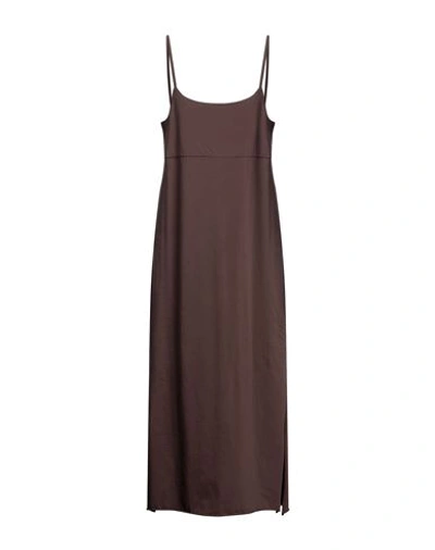 Jucca Woman Midi Dress Dark Brown Size L Cotton, Elastane