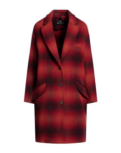 Mason's Woman Coat Red Size 4 Wool, Polyamide