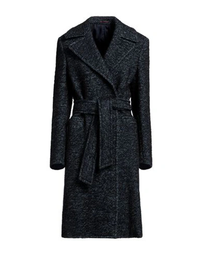 The Gigi Woman Coat Navy Blue Size 4 Virgin Wool, Alpaca Wool, Mohair Wool, Polyamide