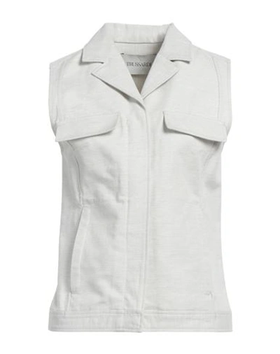 Trussardi Woman Jacket Light Grey Size 8 Cotton, Viscose, Linen, Polyester
