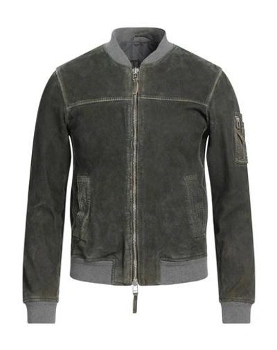 The Jack Leathers Man Jacket Dark Green Size 40 Leather