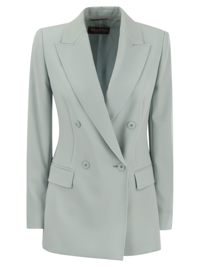 Max Mara Studio Caucaso - Double-breasted Wool Crepe Blazer In Water