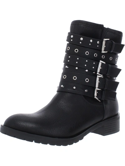 Fergalicious By Fergie Fantom Womens Faux Leather Embellished Mid-calf Boots In Black