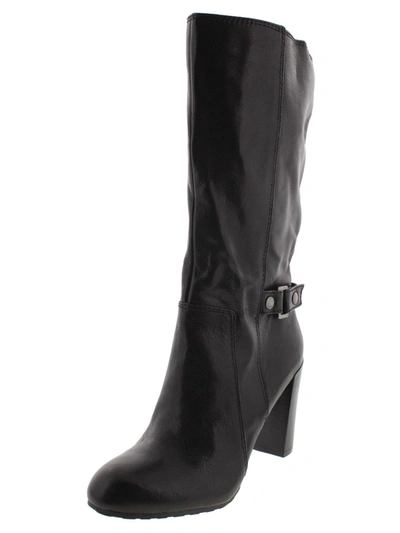 Nine West Sebastien Womens Mis-mate Leather Knee-high Boots In Black