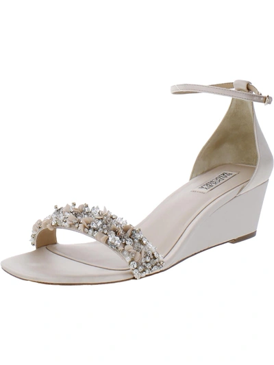 Badgley Mischka Teasha Womens Applique Ankle Strap Wedge Sandals In Multi