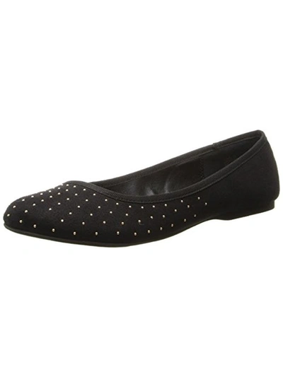Wild Pair Morton Womens Faux Suede Studded Flats In Black