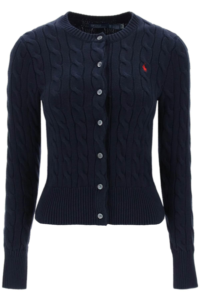 Polo Ralph Lauren Cable-knit Long-sleeved Cardigan In Blue