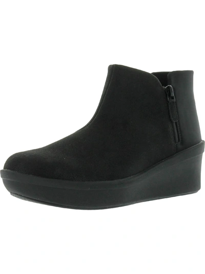 Clarks Step Rose Up Womens Leather Booties Ankle Boots In Black