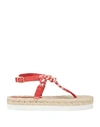 Fabi Woman Espadrilles Red Size 7 Soft Leather, Textile Fibers In Red