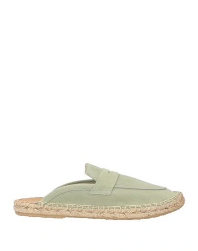 Abarca Woman Espadrilles Sage Green Size 11 Leather In Sage Green