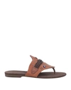 HENRY BEGUELIN HENRY BEGUELIN WOMAN THONG SANDAL BROWN SIZE 8 LEATHER