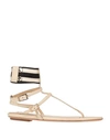 Elisabetta Franchi Woman Thong Sandal Beige Size 8 Leather In Beige