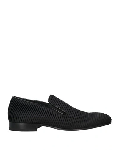 Giovanni Conti Man Loafers Black Size 9 Textile Fibers, Leather