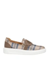 Giovanni Conti Man Sneakers Khaki Size 12 Leather, Textile Fibers In Beige