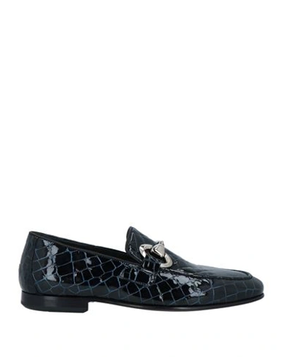 Mich E Simon Man Loafers Midnight Blue Size 9 Leather In Blue