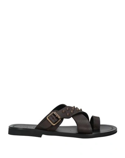 Mich E Simon Man Thong Sandal Dark Brown Size 9 Leather