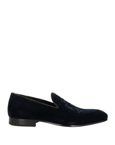 Mich E Simon Mich Simon Man Loafers Navy Blue Size 8.5 Leather, Textile Fibers