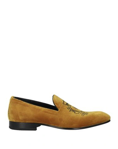 Mich E Simon Mich Simon Man Loafers Ocher Size 8.5 Leather, Textile Fibers In Yellow