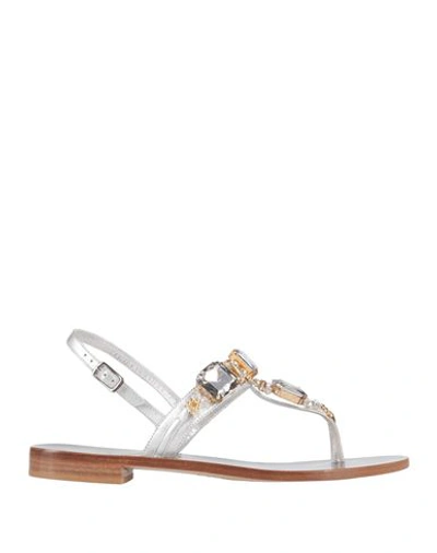 Capri Woman Thong Sandal Silver Size 8 Leather