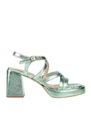 Janet & Janet Woman Sandals Light Green Size 8 Leather In Sage Green