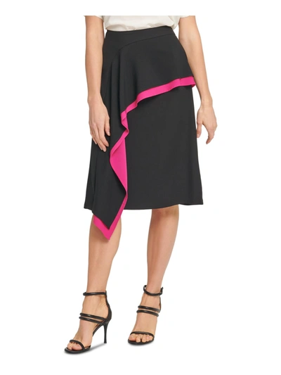 Dkny Womens Asymmetrical Ruffle Skirt In Black
