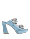 Roger Vivier Woman Sandals Light Blue Size 8 Textile Fibers In Blue